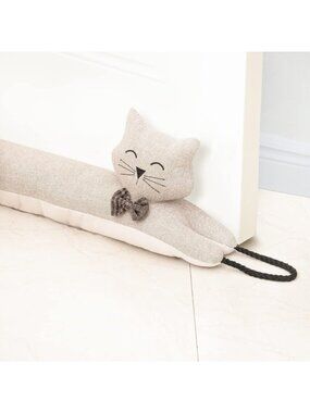 Decorative 30" Door Draft Stopper - Weighted Animal Snake Noise Blocker, Khaki